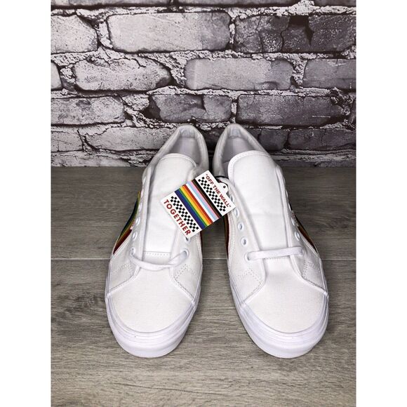 Vans 507452 White Canvas Rainbow Embroidered Lace Sneaker Shoes Men Sz 13M US/47 - Picture 16 of 16